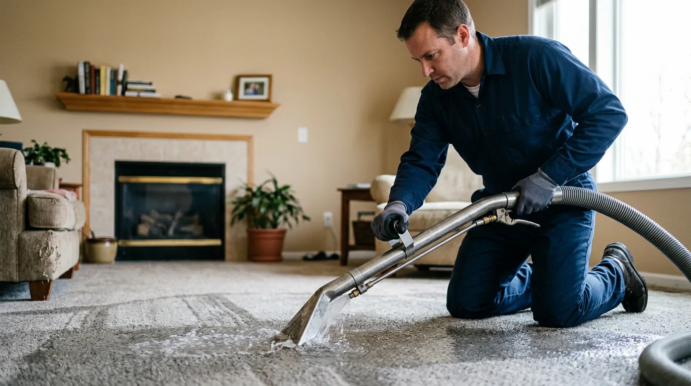 Water damage restoration technician working near Glen Elder, KS